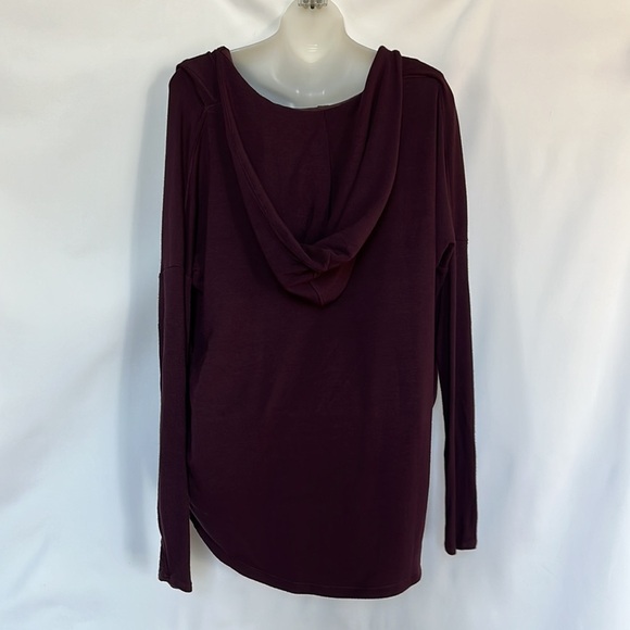 Athleta Purana Wrap Oversize Sweatshirt Yoga Studio Top Burgundy Size XXS - Picture 8 of 10